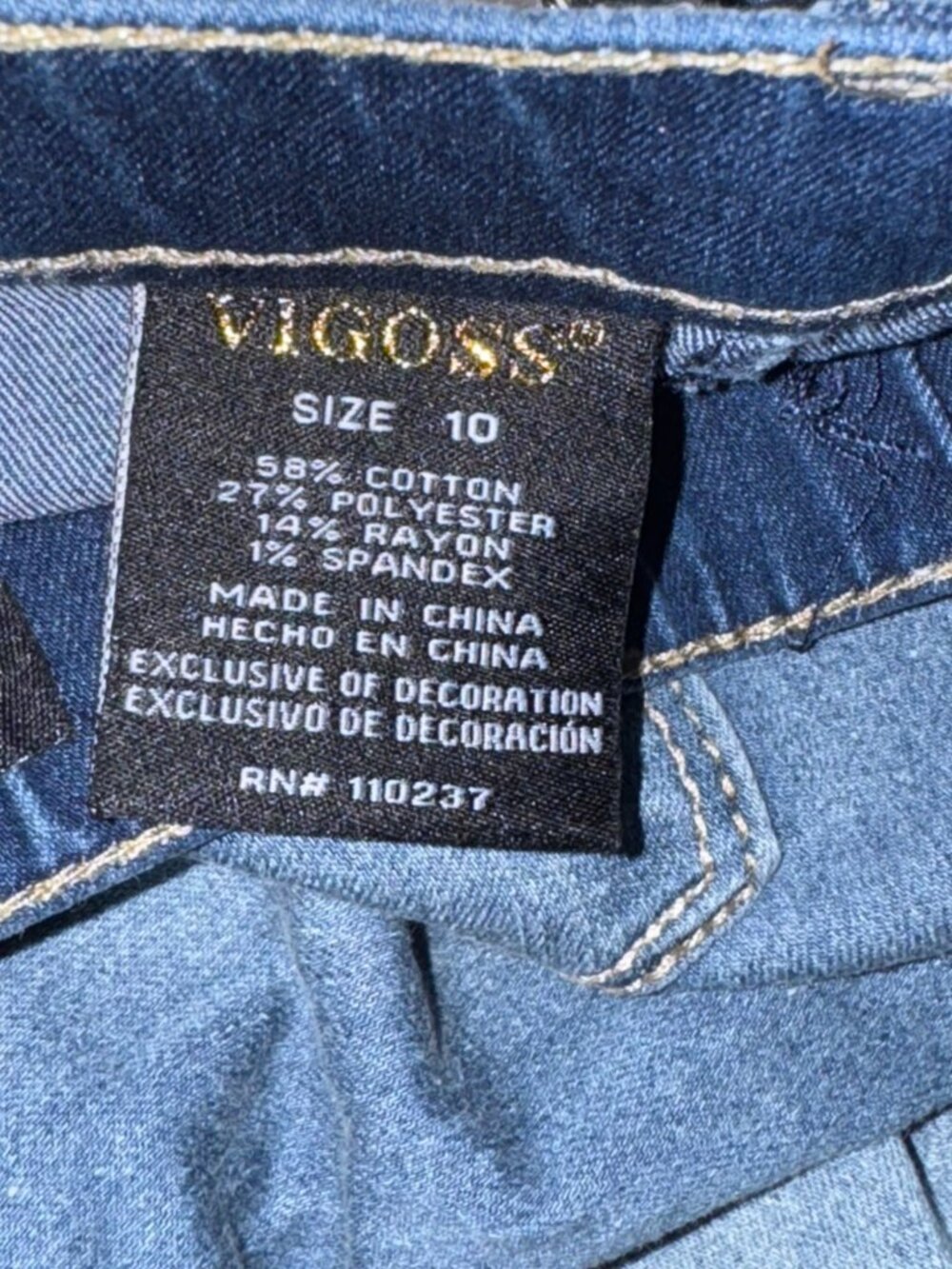Vigoss Girls Size 10 Medium Vintage Stretch Denim Jeans With Pom-Pom Details - Picture 5 of 8